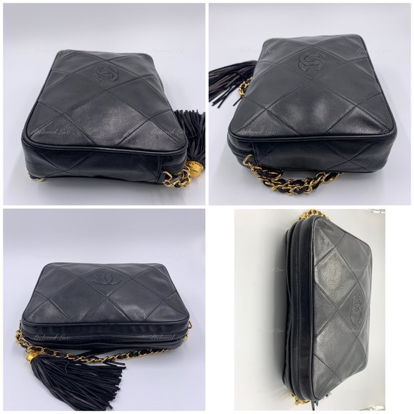 Authentic CHANEL Lambskin Black Vintage Camera Bag with Tassel - Picture 7 of 16